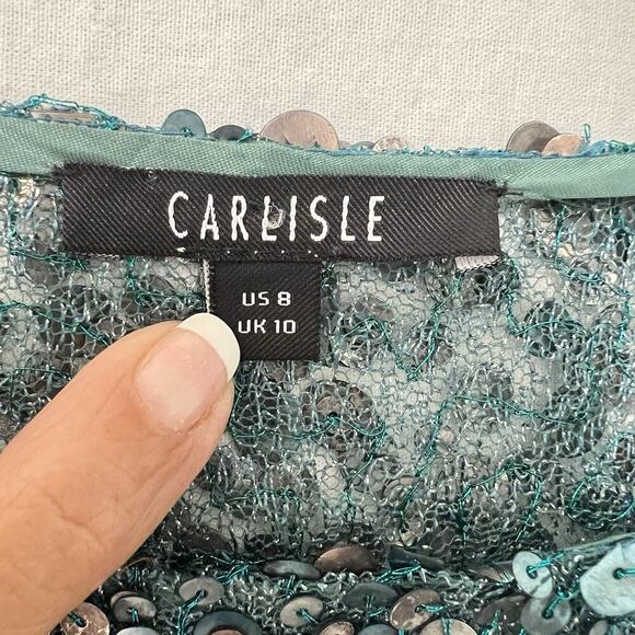 Carlisle Sequin Top Women’s Size 8 Teal Green Silver Evening Wear Fairy - Picture 5 of 11